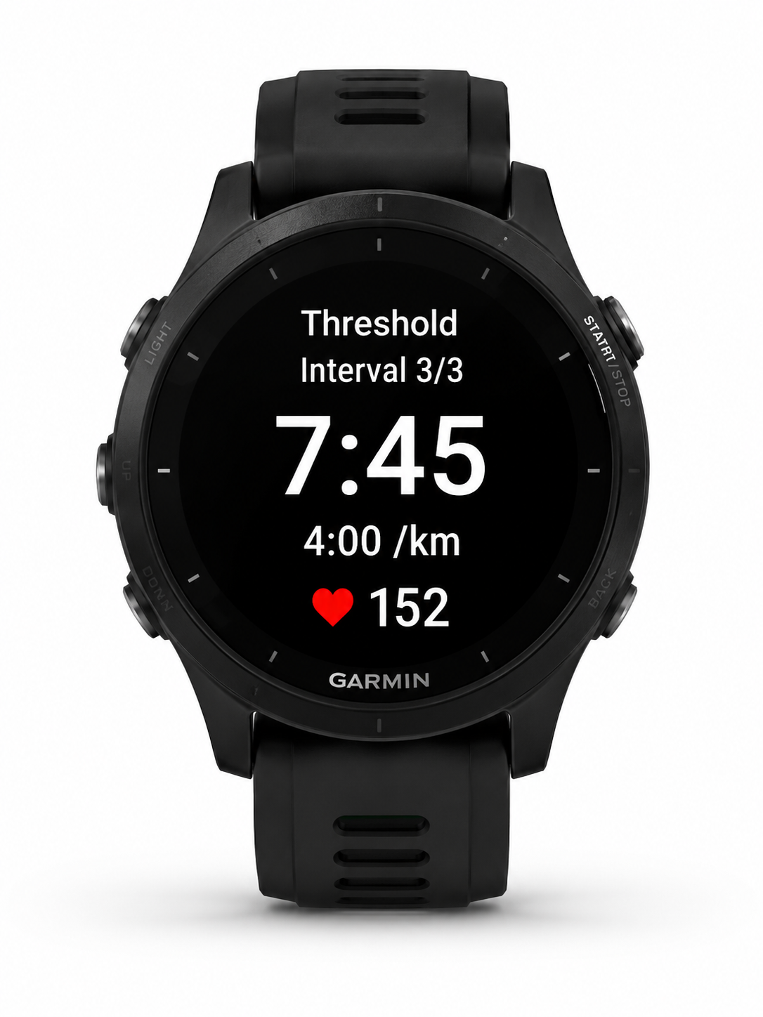 Garmin watch guiding a threshold interval